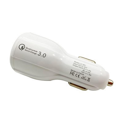 2 Port Dual USB Fast Charge Portable Mobile Phone Wireless In-car PD Travel Car Charger White Color