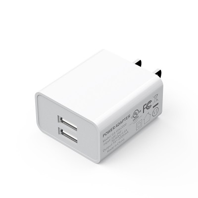 US Dual 2 Ports 5V2A Travel Nickel Plated Pins USB Wall Charger Power Adapter Socket Outlet Plug-In White Color