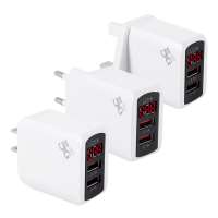 2020 New Arrival Intelligent Power Digital Display Usb Charger EU US UK Plug Adapter Charger